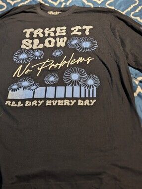 "88" Brand Take It Slow "No Problems" Graphic Long Sleeve Tee - Black. Xl